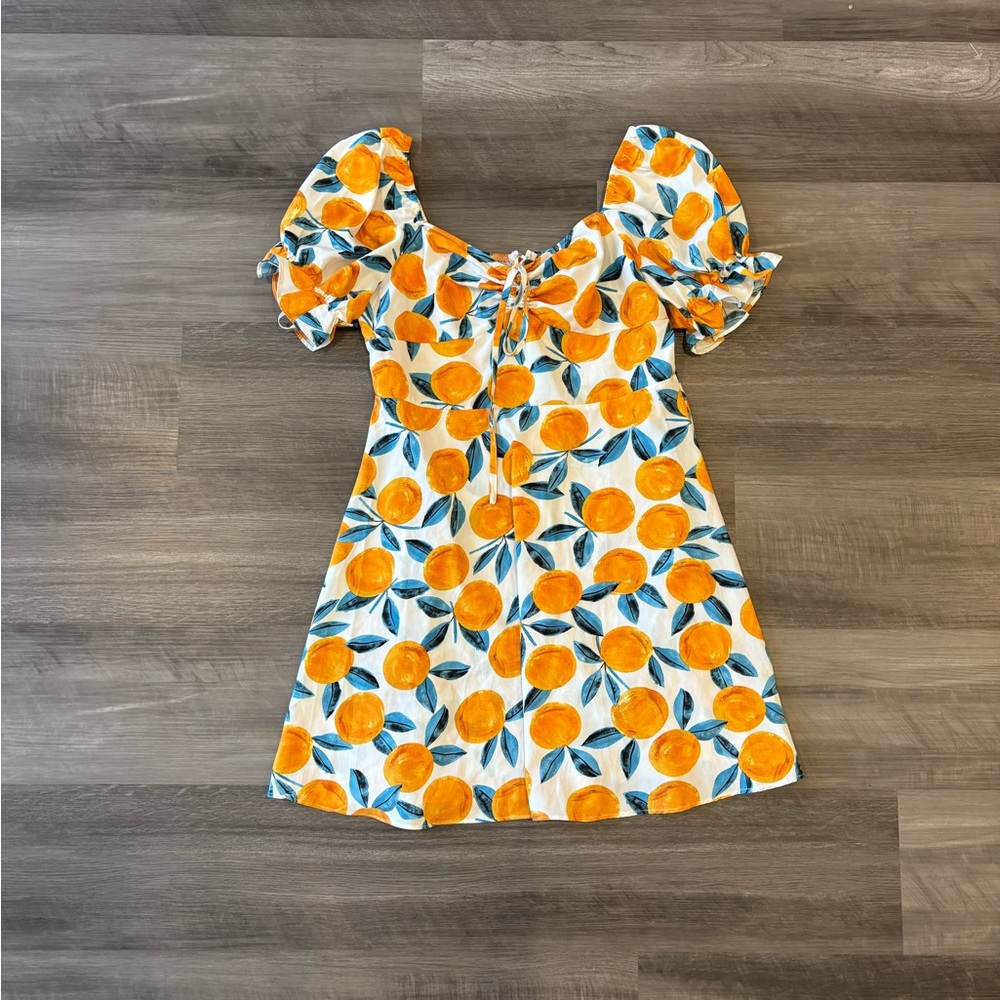 SHEIN Orange and Blue Floral Mini Dress
